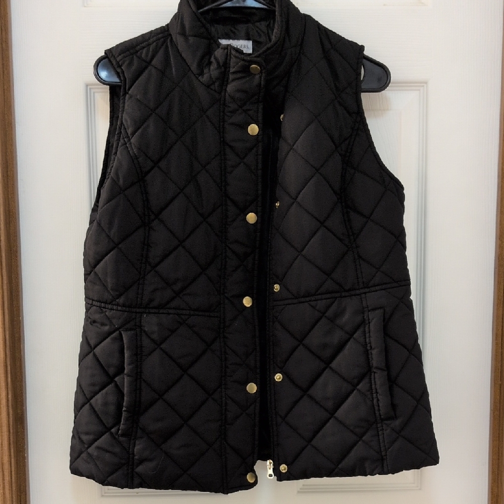 Quilted Vest Kim Rogers Black Size Medium Fitted